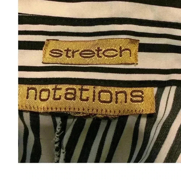 Notations Shirt Women's Large Striped Button Front Short Sleeves Stretch Top - Picture 6 of 6